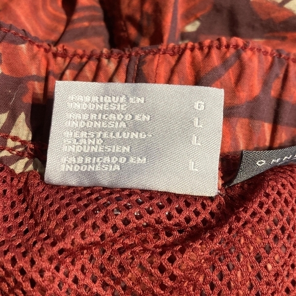Columbia Omni-Shade Sun Protection Red Palm Leaves Swim Trunks Men's Large L EUC - Picture 7 of 8